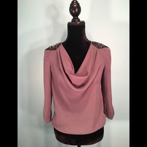 🆕 NWT Ann Taylor LOFT Gray Embellished Blouse XS